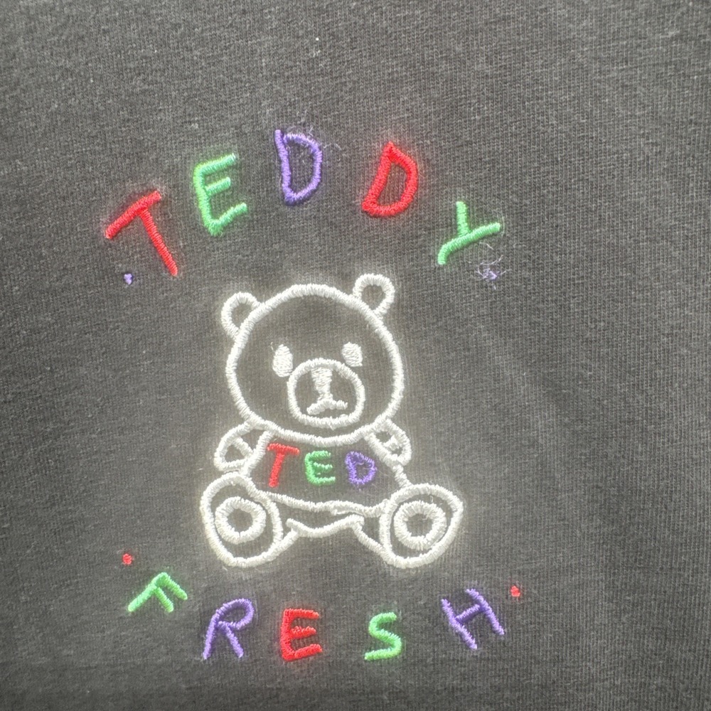 Teddy Fresh Men's T-Shirt Large Black Embroidered Teddy Bear‎ Streetwear